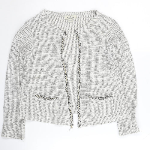 Massimo Dutti Girls White Cardigan, Size 11-12 Years, Zip