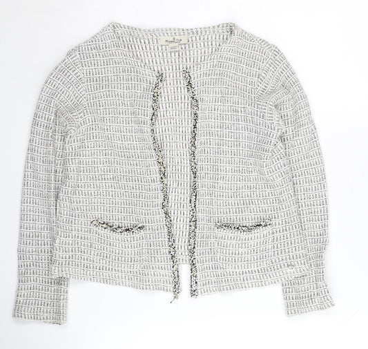 Massimo Dutti Girls White Cardigan, Size 11-12 Years, Zip