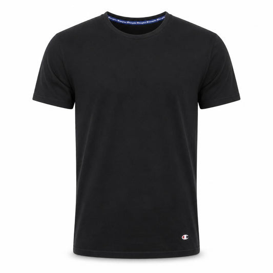 Front view of Champion Men's Black XL Crew Neck T-Shirt