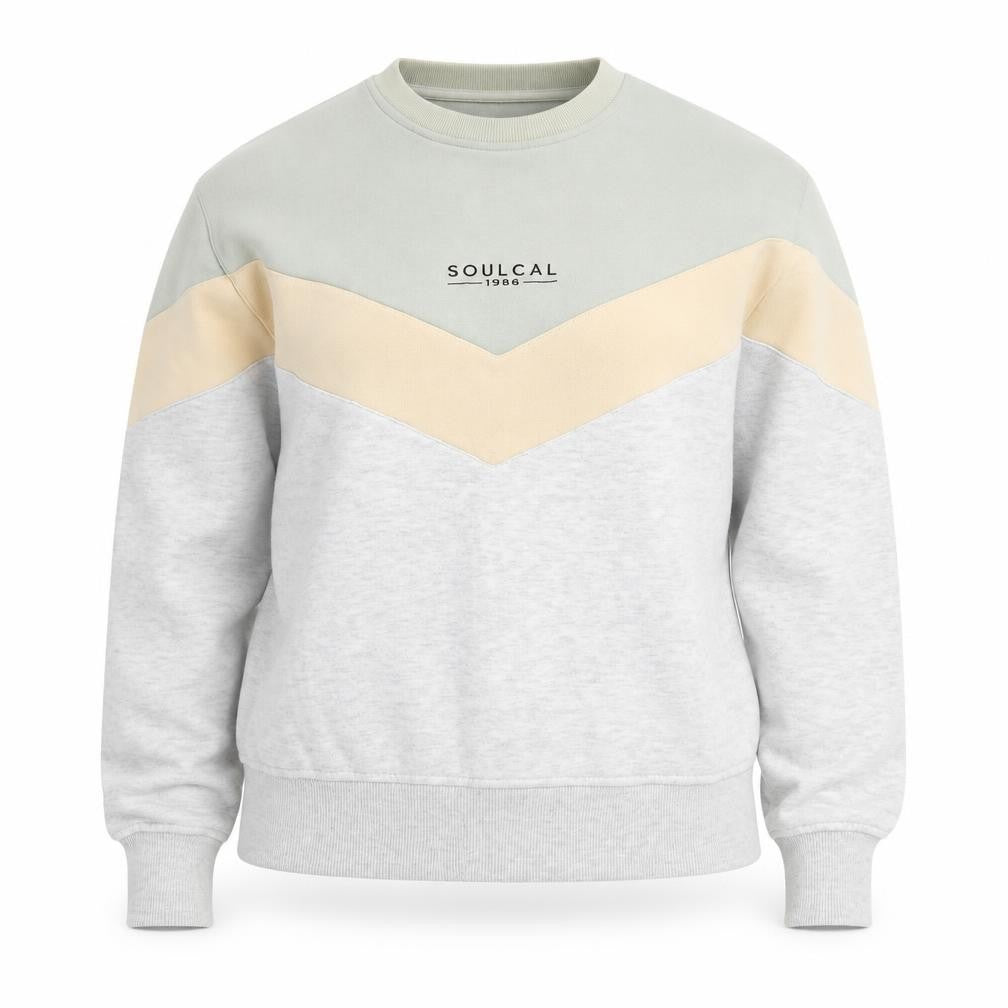 Front view of SoulCal Women's Grey Beige Pullover Sweatshirt, size 8