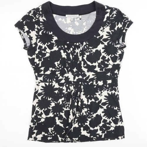 Laura Ashley Women's Floral Blouse Black & White Size 12