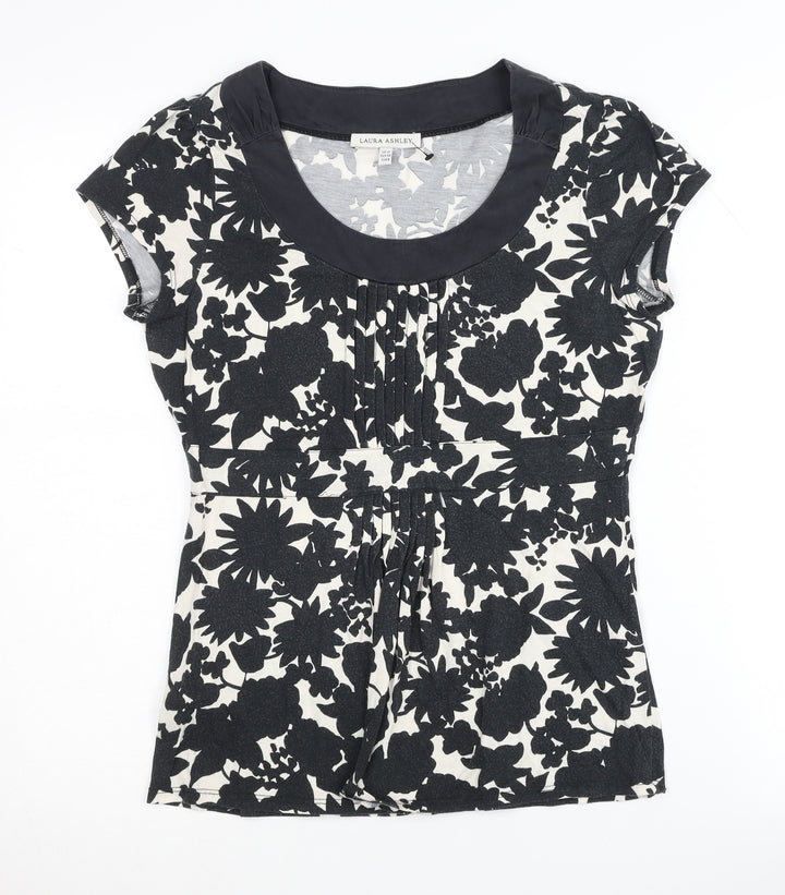 Laura Ashley Women's Floral Blouse Black & White Size 12