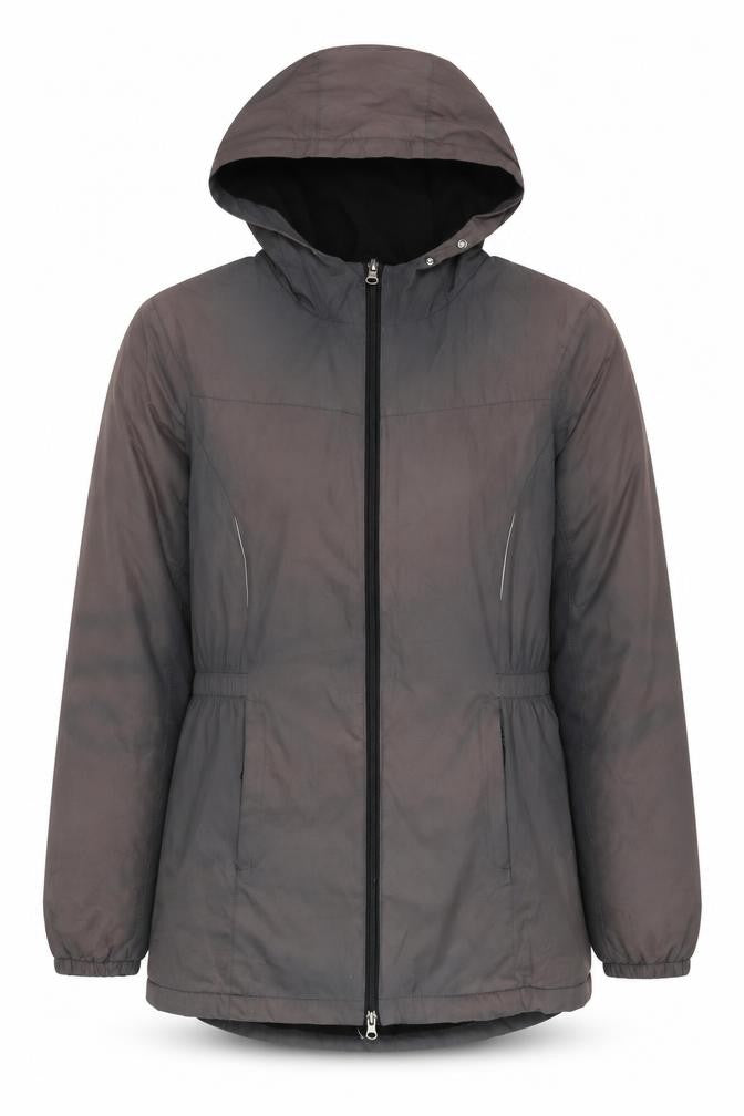 Front view of New Balance Women's Grey Hooded Jacket, size S