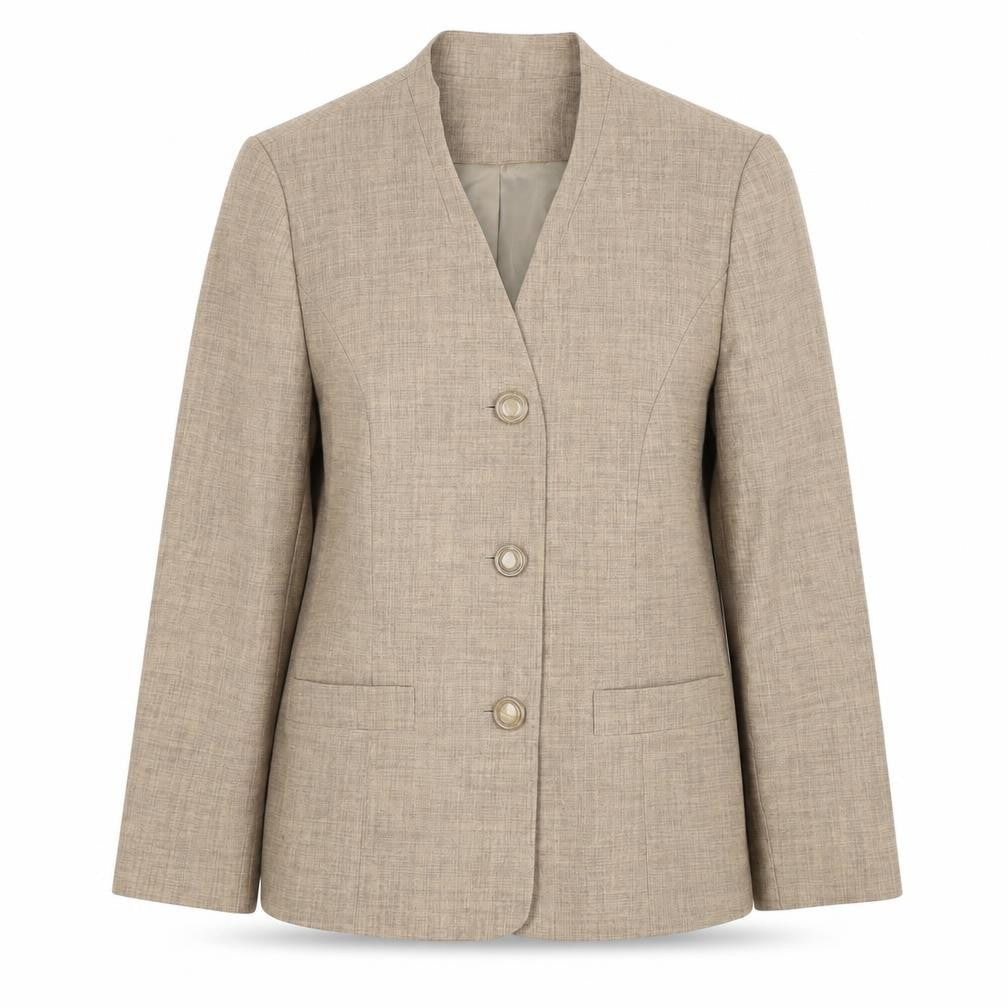 Front view of Honor Millburn Women’s Beige Suit Jacket, size UK 14