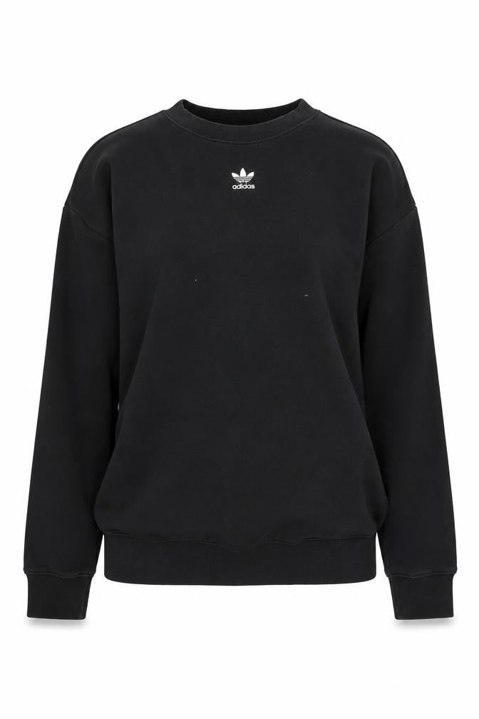 Front view of Adidas Women's Black Crew Neck Sweatshirt, size UK 8