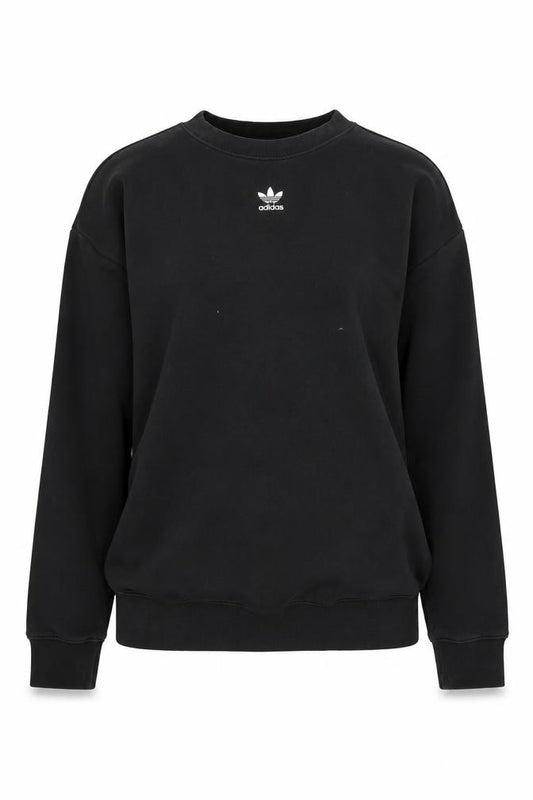 Front view of Adidas Women's Black Crew Neck Sweatshirt, size UK 8