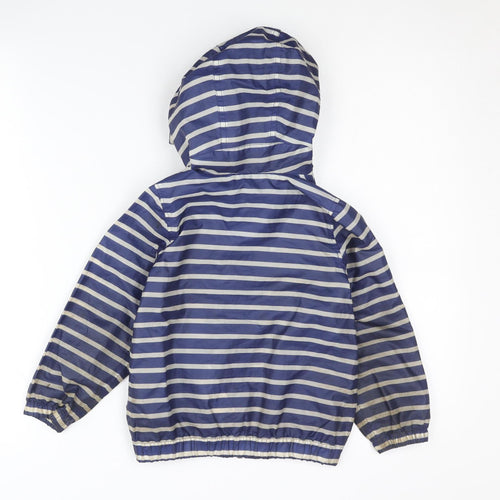 Joules Girls Blue Striped Rain Coat 3 Years