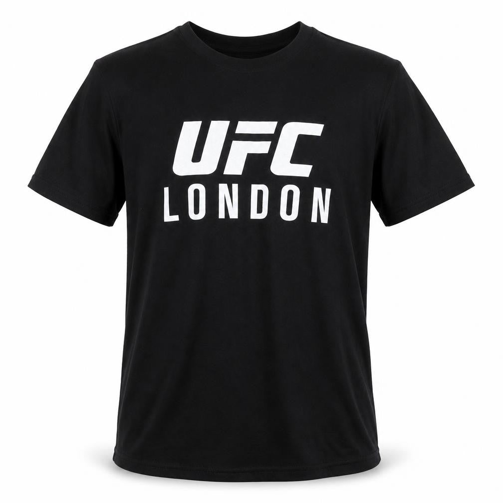 Front view of UFC Men's Black Graphic Print T-Shirt M