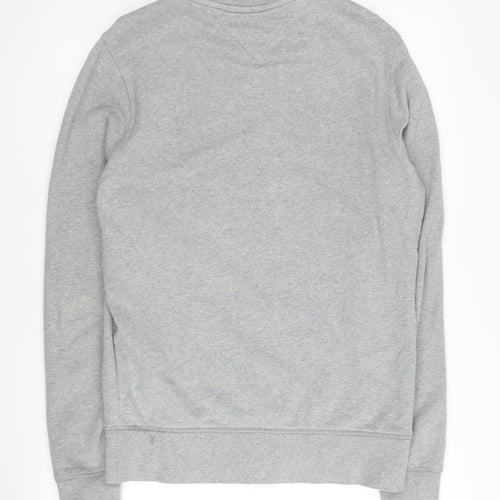 Tommy Hilfiger Men's Grey Logo Sweatshirt, S, Pullover, Cotton