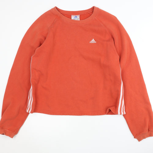 Adidas Women's Orange Pullover Sweatshirt M Crew Neck