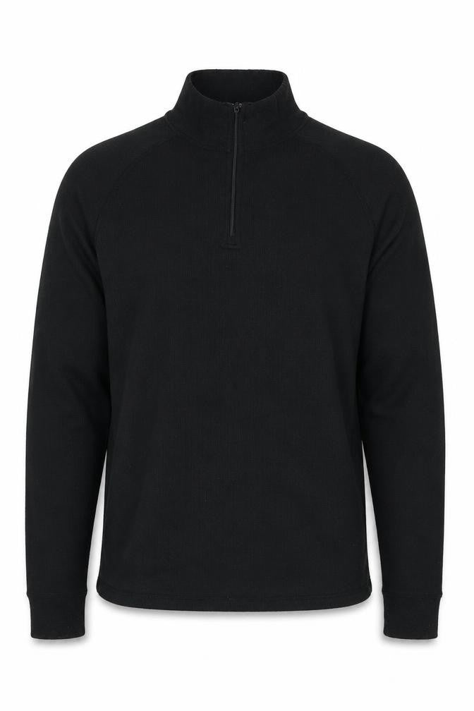 Front view of Trespass Men's Black Medium Zip Sweatshirt