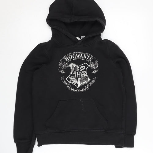 H&M Boys Black Hogwarts Hoodie Pullover Size 11 Years