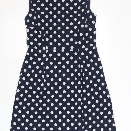 White Stuff Women's Blue Polka Dot Sleeveless Dress