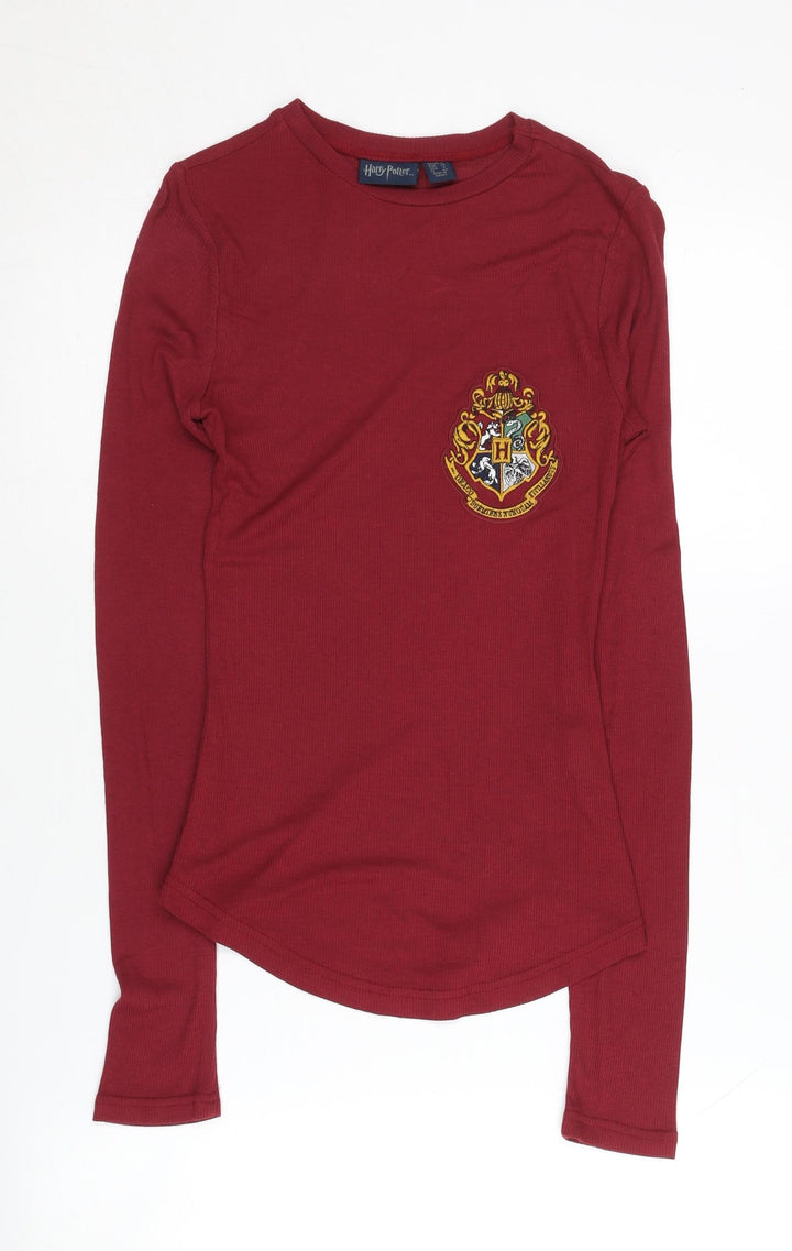 Harry Potter Women's Red Knit Long Sleeve T-Shirt Size 8