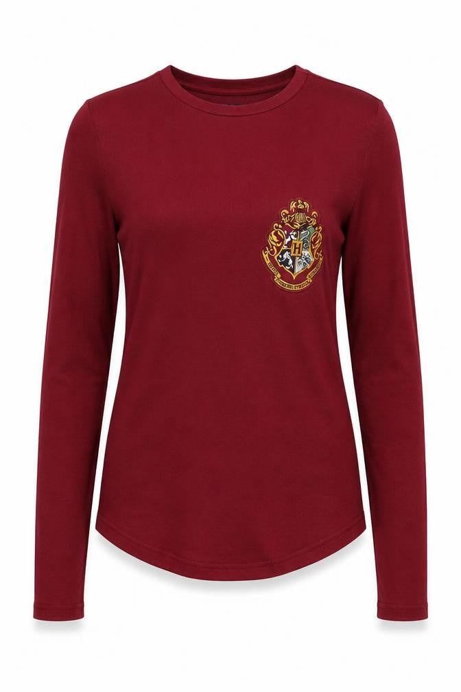 Harry Potter Women's Red Knit Long Sleeve T-Shirt Size 8
