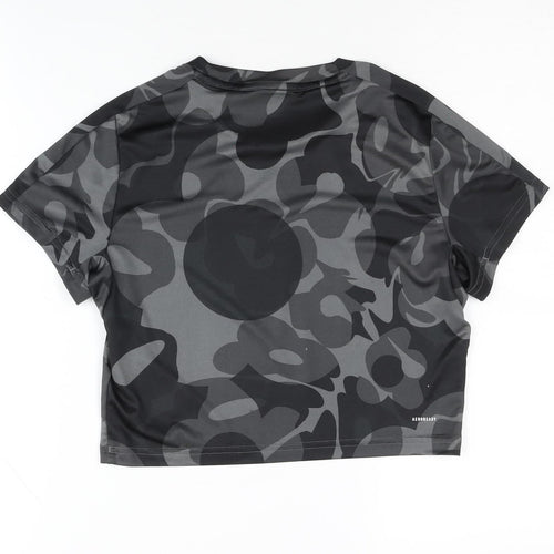 Adidas Girls' Black Camouflage Cropped T-Shirt 11-12