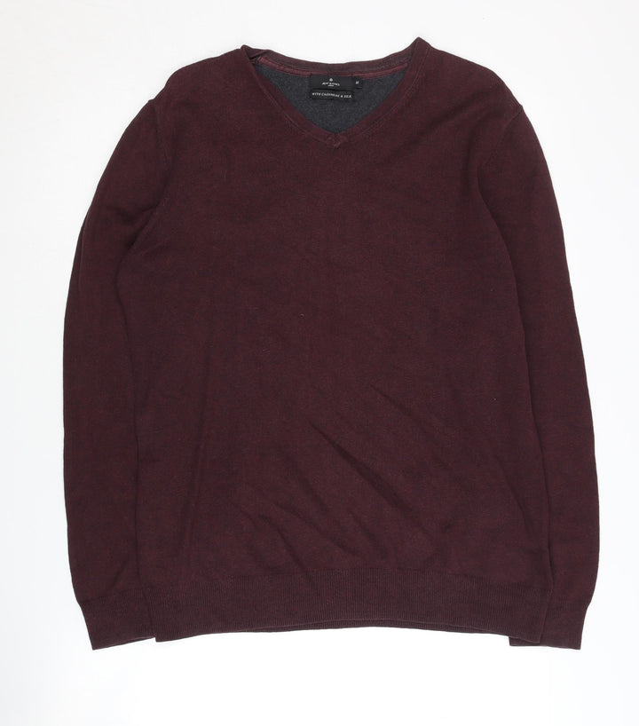 Jeff Banks Men’s Red V-Neck Cashmere Blend Jumper M