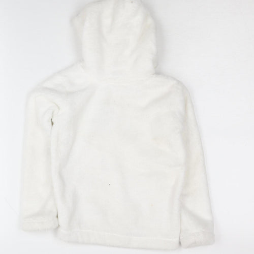 DKNY Jeans Girls Ivory Hoodie, 4 Years - Embroidered Pullover