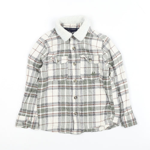 Mantaray Boys Grey Plaid Button-Up Shirt 3-4 Years Lined Winter