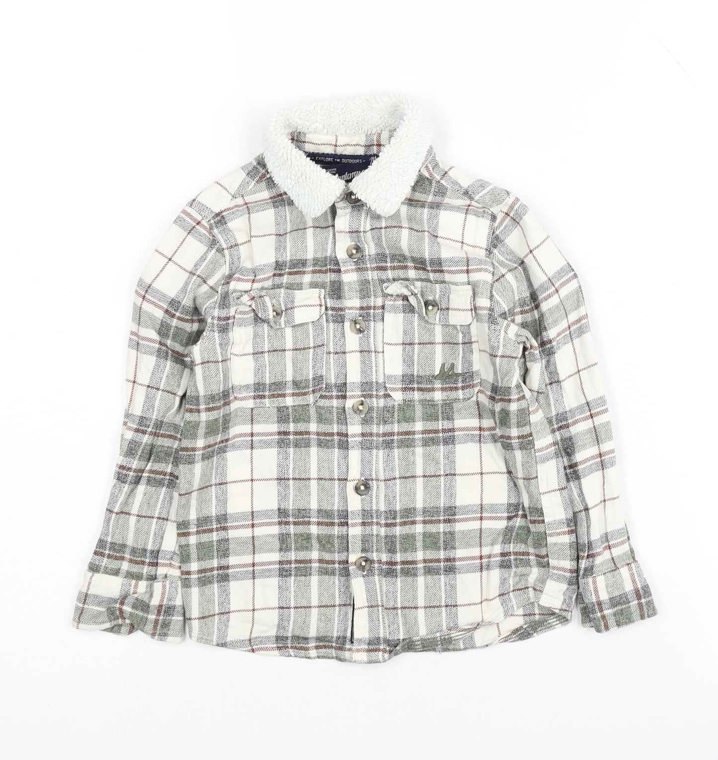 Mantaray Boys Grey Plaid Button-Up Shirt 3-4 Years Lined Winter