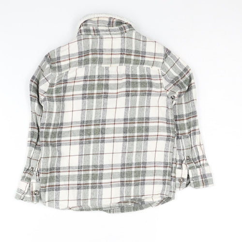 Mantaray Boys Grey Plaid Button-Up Shirt 3-4 Years Lined Winter