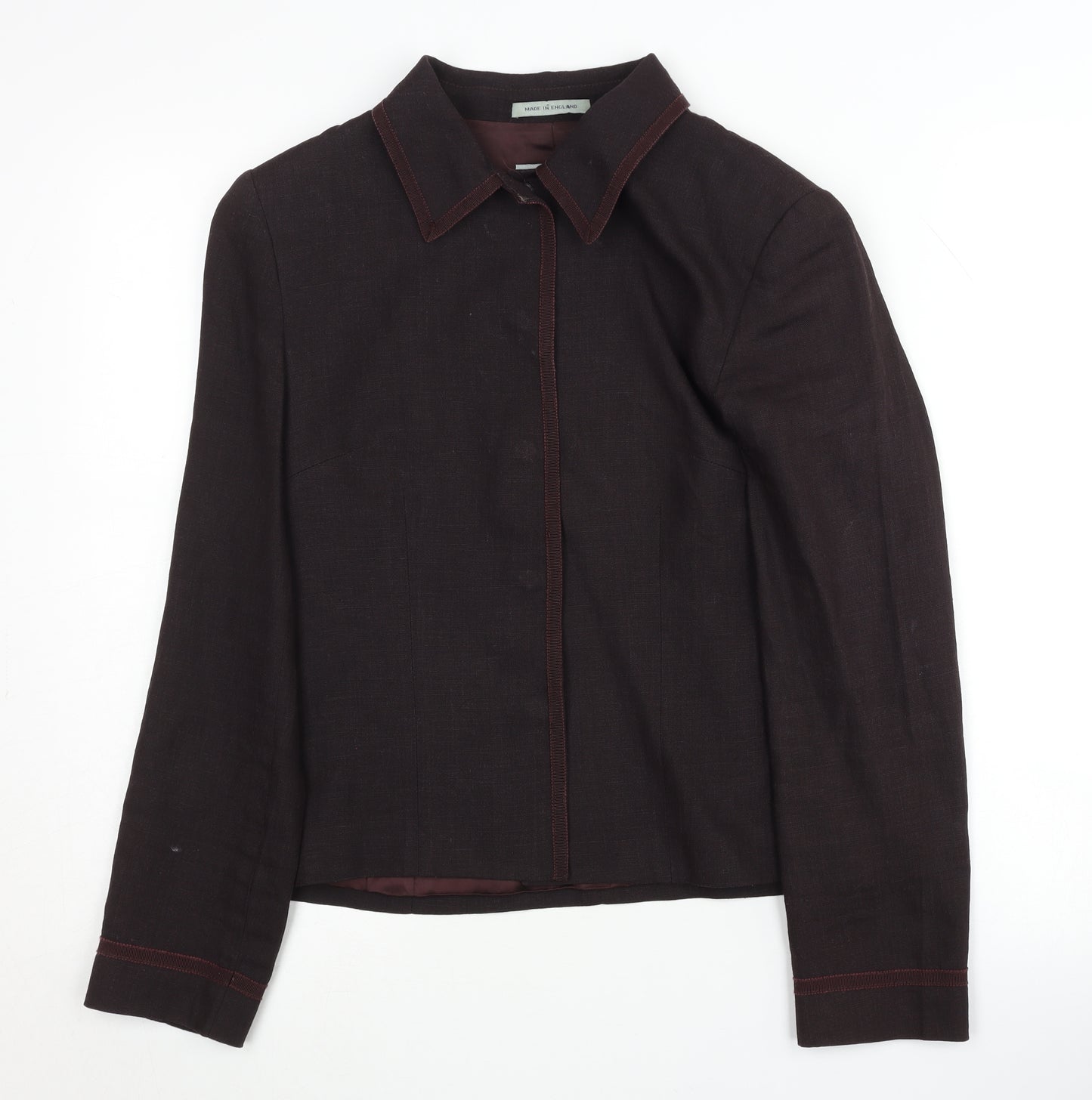 Jigsaw Brown Blazer Women Size 8 Linen Blend Elegant