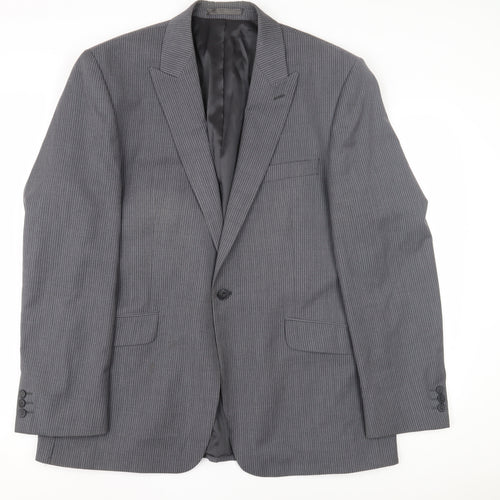 Jeff Banks Men's Grey Striped Blazer - 44 Regular Fit