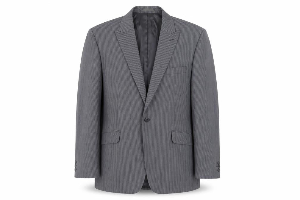 Front view of Jeff Banks Men's Grey Striped Blazer - 44 Regular Fit