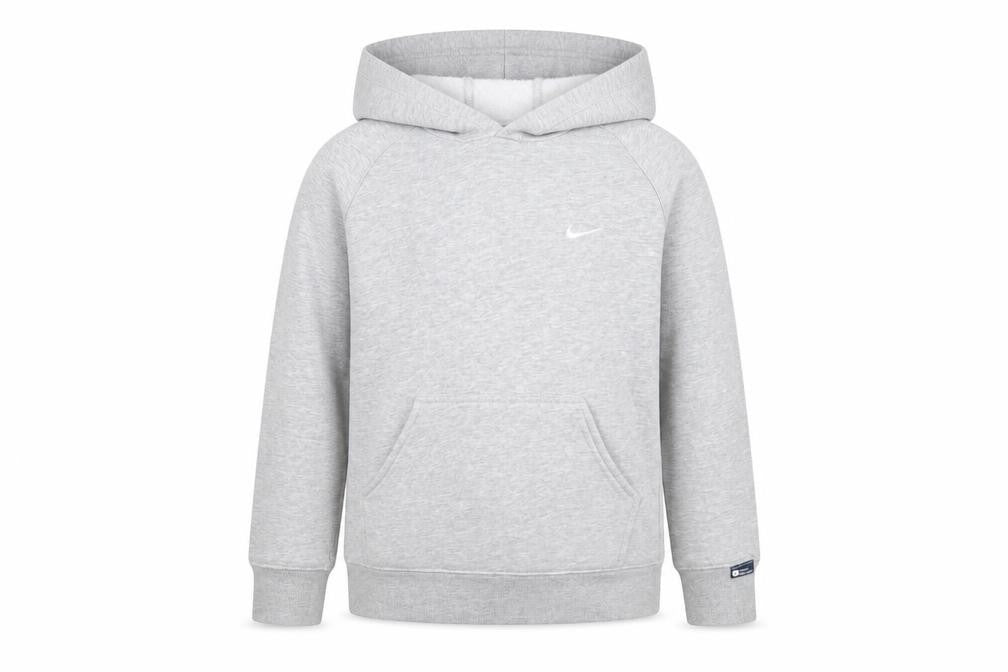 Front view of Nike boys’ grey fleece pullover hoodie 9-10 years