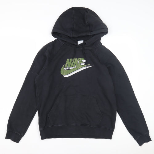 Nike Boys Black Pullover Hoodie with Logo - Size S