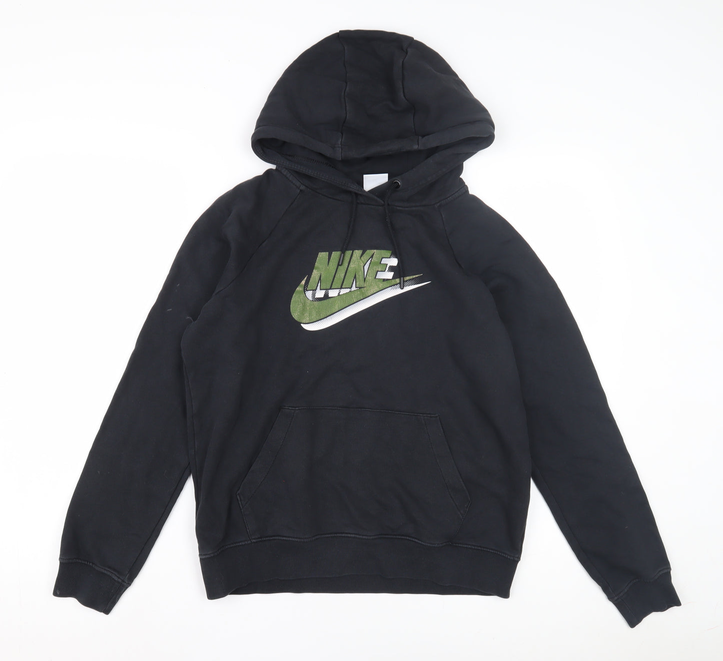 Nike Boys Black Pullover Hoodie with Logo - Size S