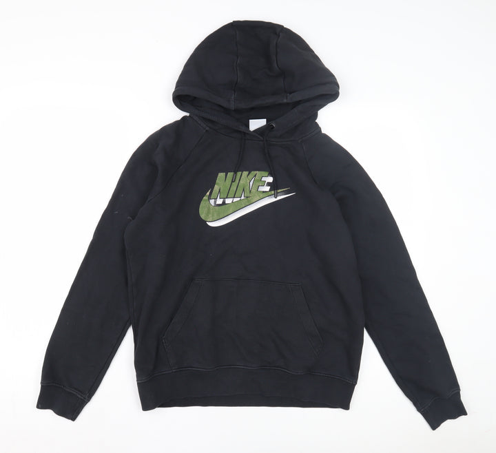 Nike Boys Black Pullover Hoodie with Logo - Size S