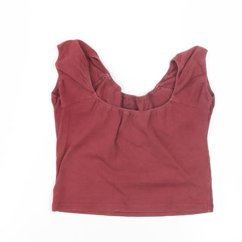 Brandy Melville Women's Red Cotton Scoop Neck Tank