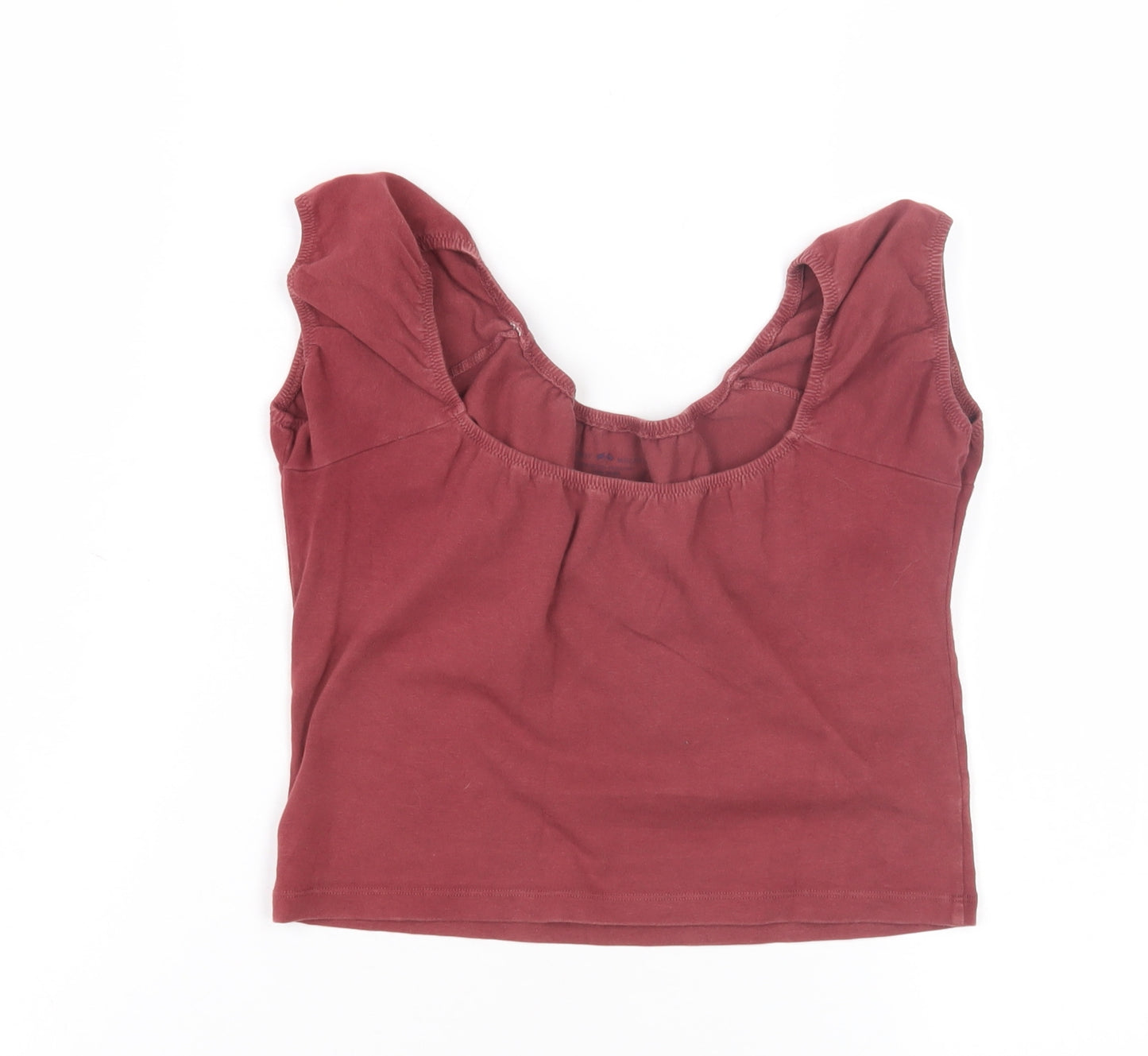 Brandy Melville Women's Red Cotton Scoop Neck Tank