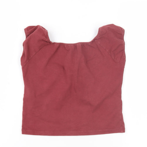 Brandy Melville Women's Red Cotton Scoop Neck Tank