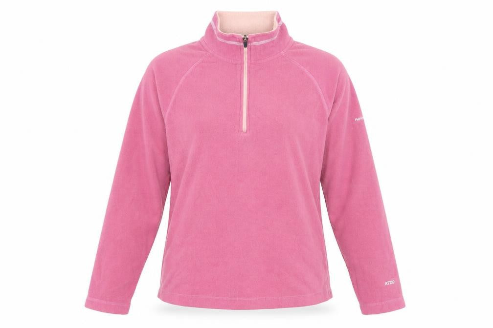 Front view of Trespass Women's Pink 1/2 Zip Fleece Pullover M