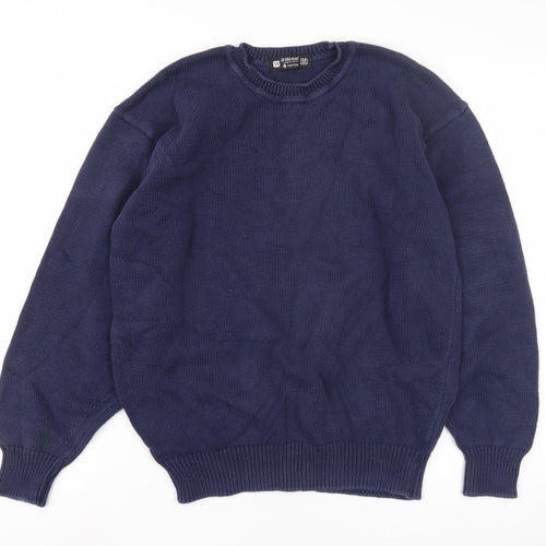 Marks and Spencer Men’s Blue Cotton Pullover Jumper