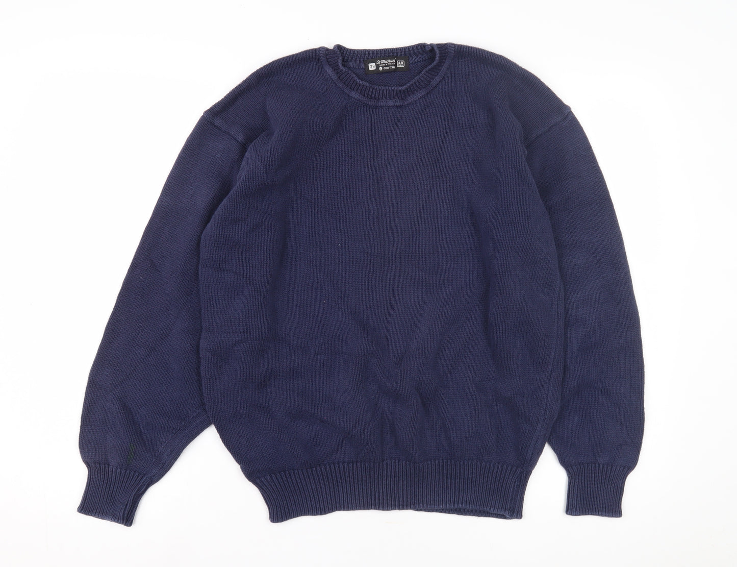Marks and Spencer Men’s Blue Cotton Pullover Jumper