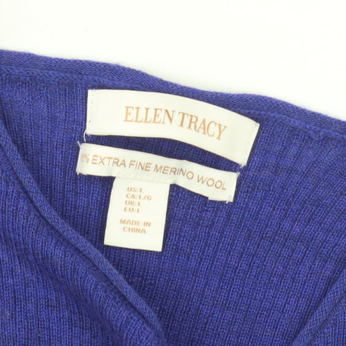 Ellen Tracy Women's Blue Pullover Jumper L