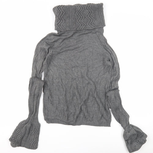 SoulCal Women's Grey Roll Neck Jumper, Size 10, Flared Sleeve