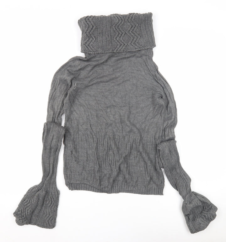 SoulCal Women's Grey Roll Neck Jumper, Size 10, Flared Sleeve