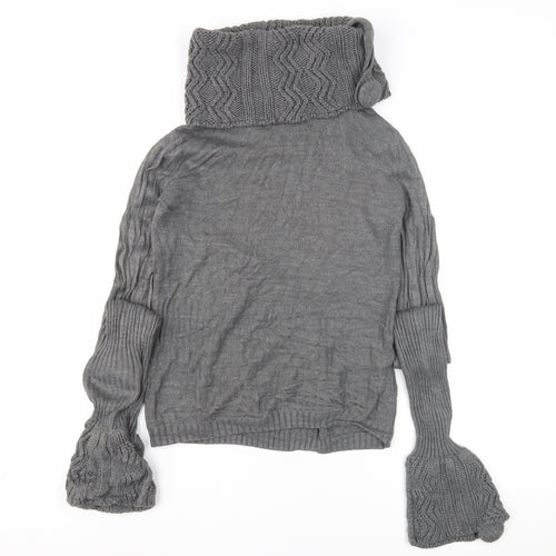 SoulCal Women's Grey Roll Neck Jumper, Size 10, Flared Sleeve