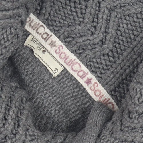 SoulCal Women's Grey Roll Neck Jumper, Size 10, Flared Sleeve