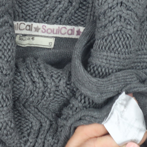 SoulCal Women's Grey Roll Neck Jumper, Size 10, Flared Sleeve