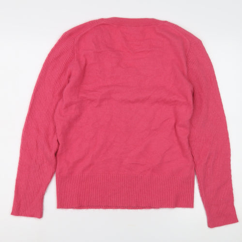 CC Women's Pink Angora Nylon Beaded Pullover Jumper Size 8