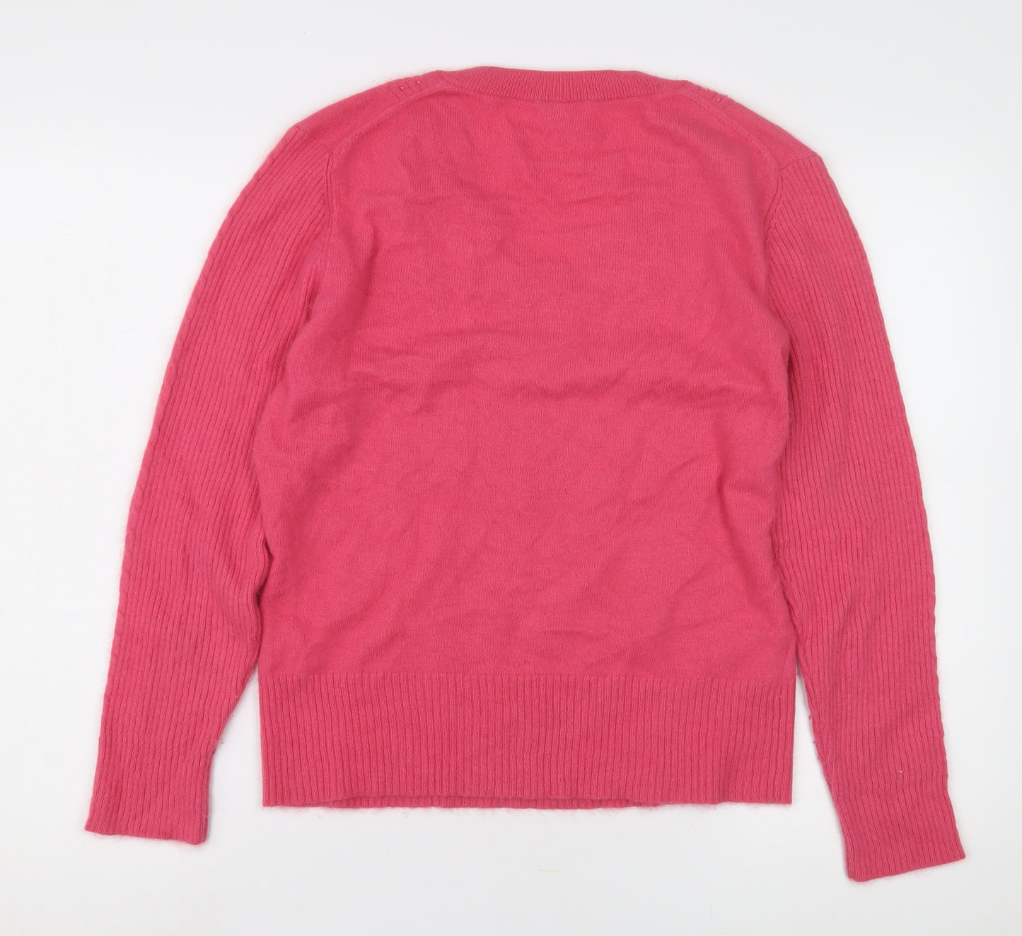 CC Women's Pink Angora Nylon Beaded Pullover Jumper Size 8