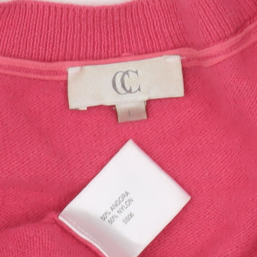 CC Women's Pink Angora Nylon Beaded Pullover Jumper Size 8