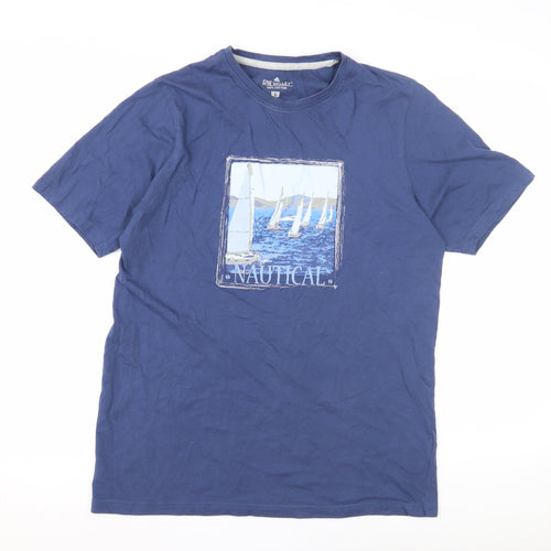 One Valley Men's Blue Nautical Graphic T-Shirt S