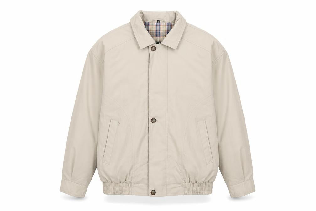 Front view of Dannimac Men's Beige Cotton Jacket, size M, Casual Style