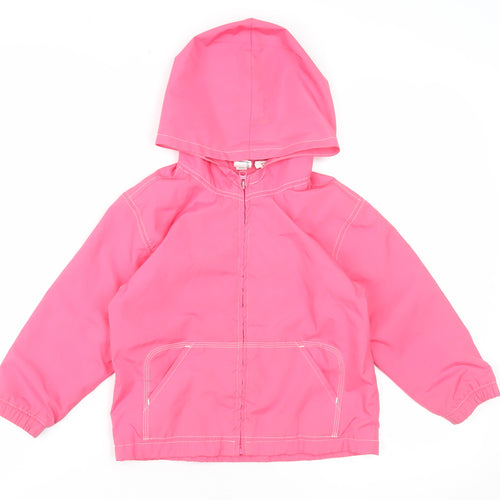 Gap Girls Pink Rain Coat Jacket Size 5 Years Hooded Zip